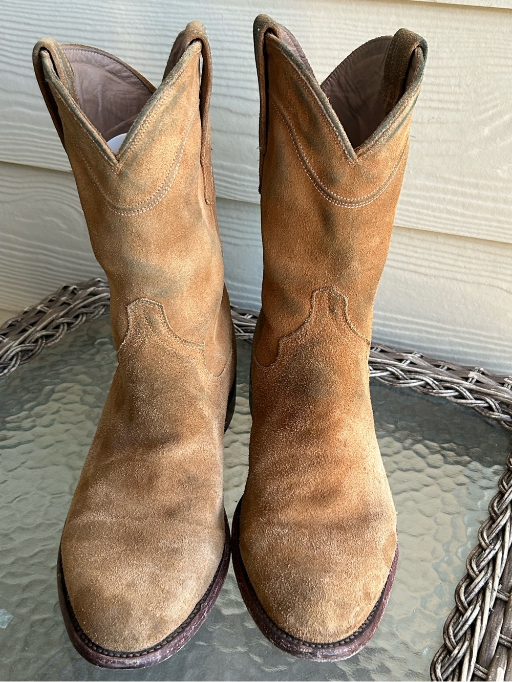 Men’s TECOVAS “Shane” Suede Leather Roper Western Boots sz 11 D - Picture 3 of 12